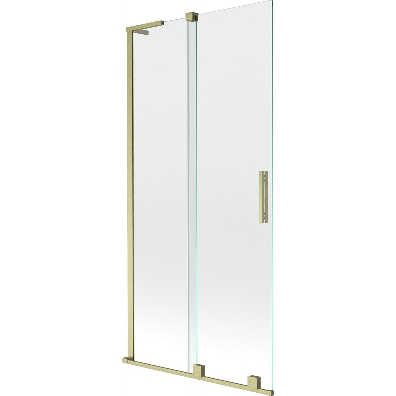 MEXEN/S - Velar L dvojkrídlová posuvná vaňová zástena 95 x 150 cm, transparent, zlatá kartáčovaná 896-095-003-01-55