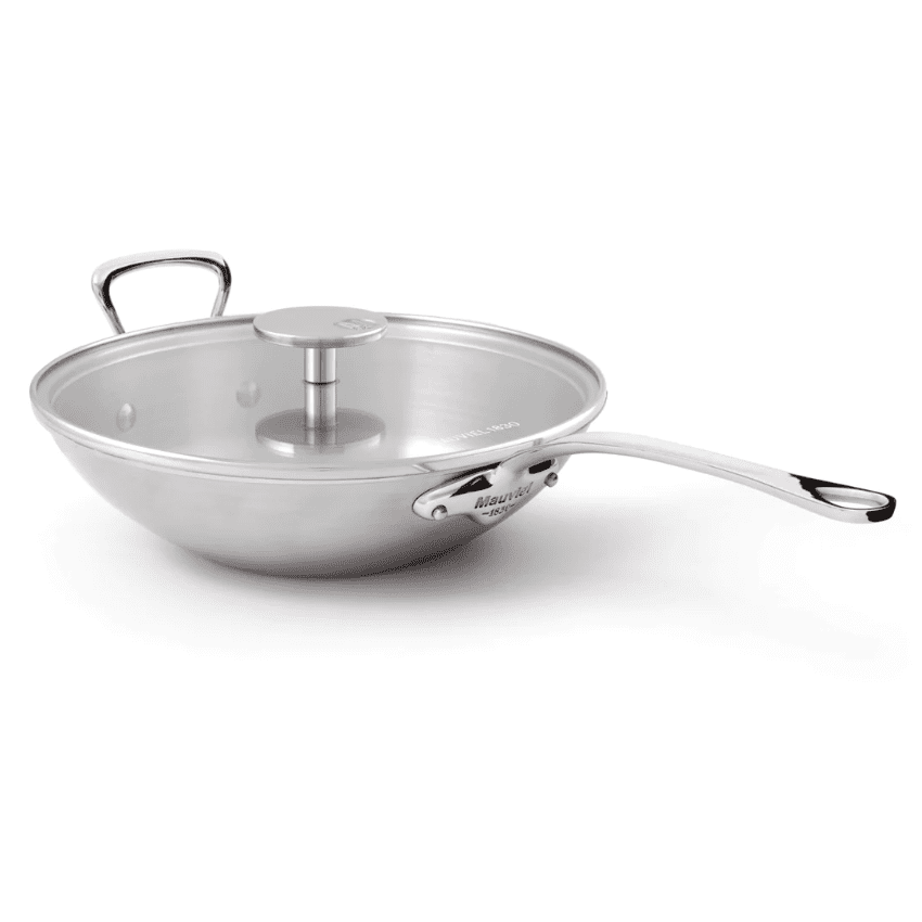 Wok M'COOK 32 cm, nerezová oceľ, so skleneným vekom, Mauviel