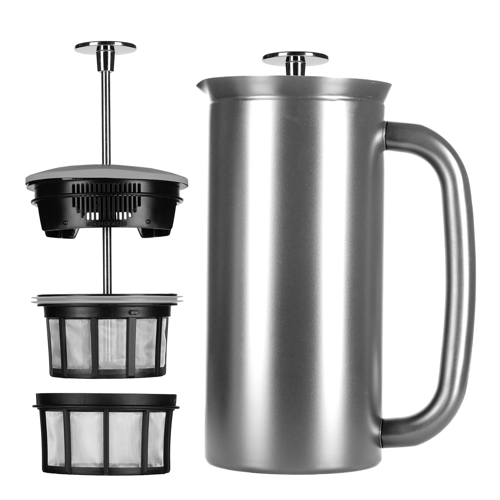 French press kávovar PRESS P7 950 ml, strieborná, brúsená nerezová oceľ, Espro
