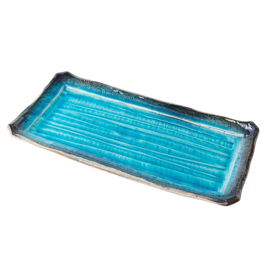 Tanier na sushi SKY BLUE 42 x 21 cm, modrá, keramika, MIJ