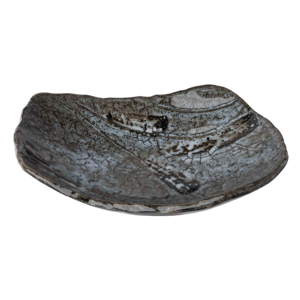 Jedálenský tanier SHIRANAMI 22 x 18 cm, modrá, keramika, MIJ