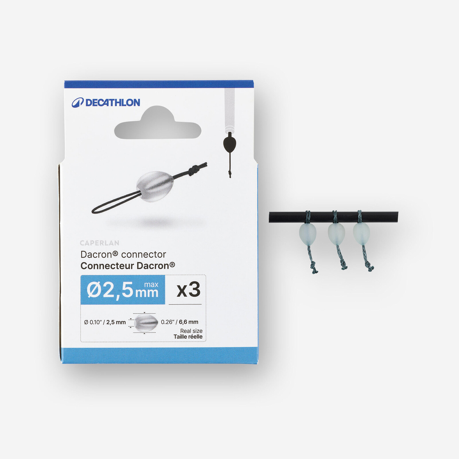 Súprava 3 konektorov Dacron na amortizér s maximálnym priemerom 2,5 mm