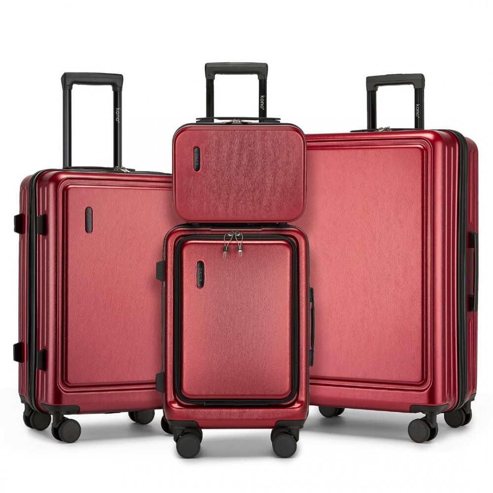 Sada 4 pevných kufrov KONO ABS+PC - 9.6/35.8/61.2/93.38 L - burgundy