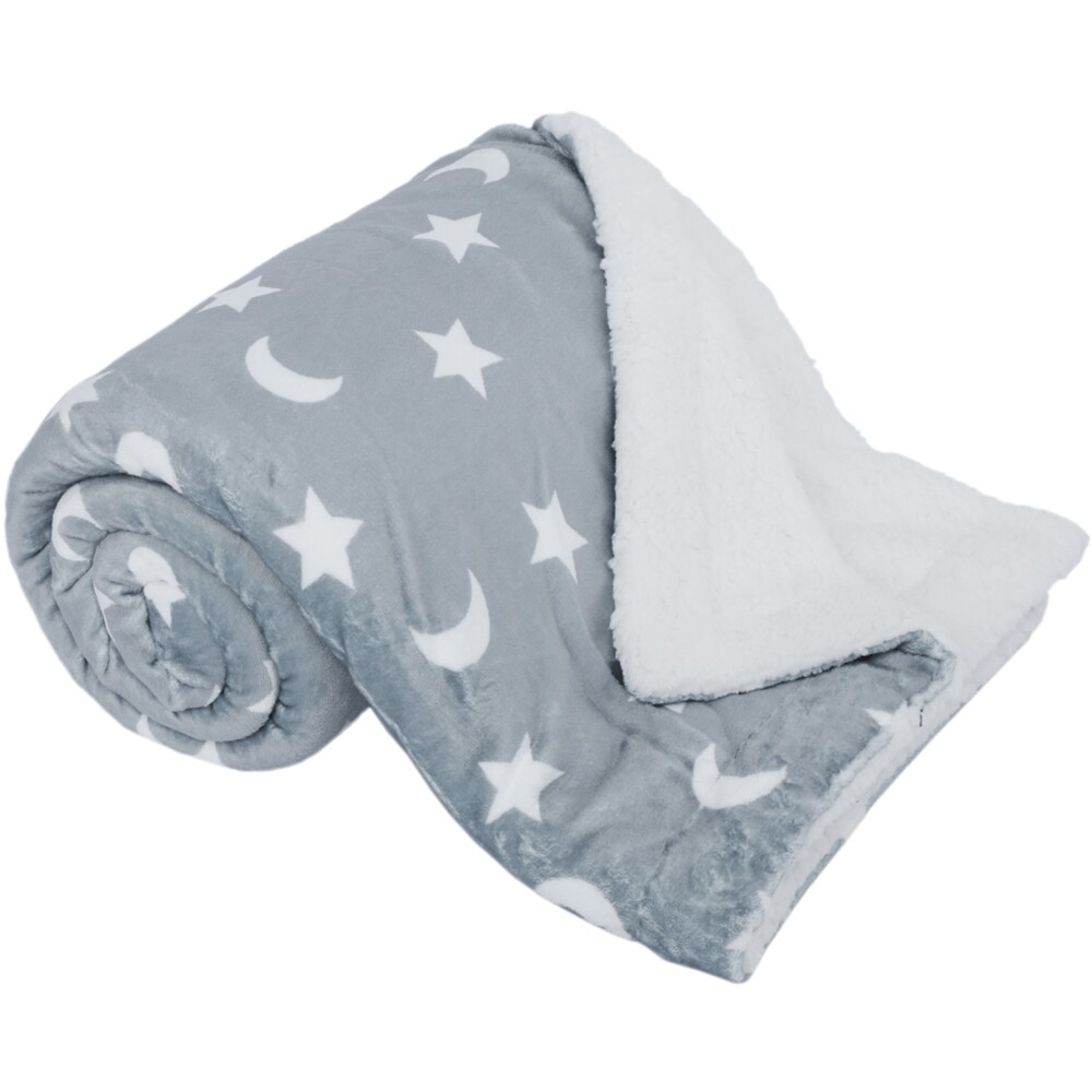 KONDELA Navo obojstranná baránková deka 150x200 cm sivá / biela / vzor