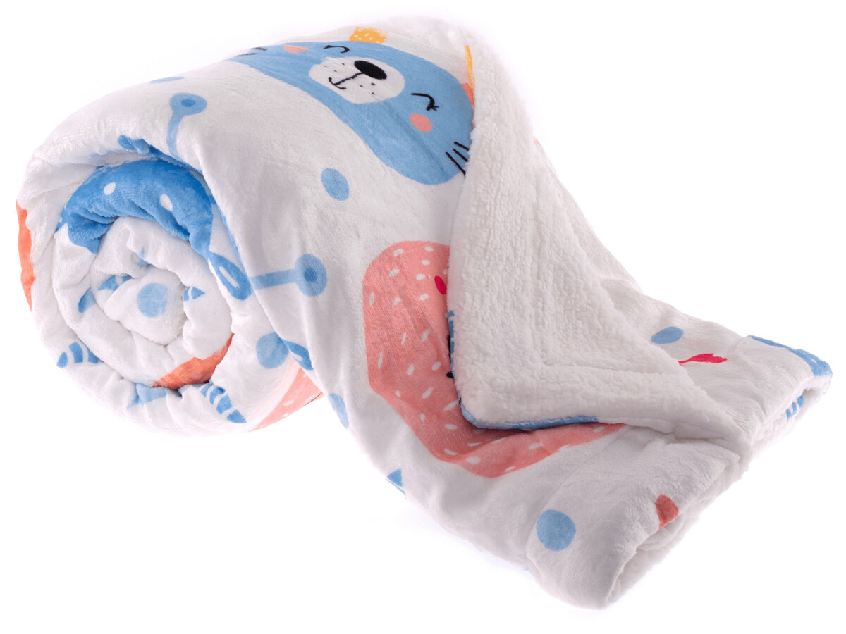 KONDELA Midas Typ 2 obojstranná baránková deka 150x200 cm biela / detský vzor