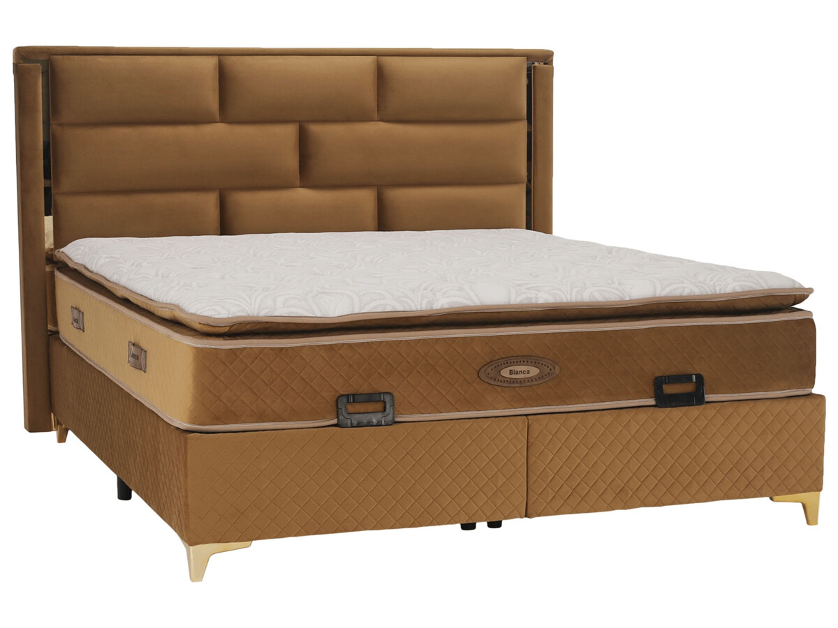 KONDELA Goldbia boxspringová manželská posteľ 180x200 cm svetlohnedá
