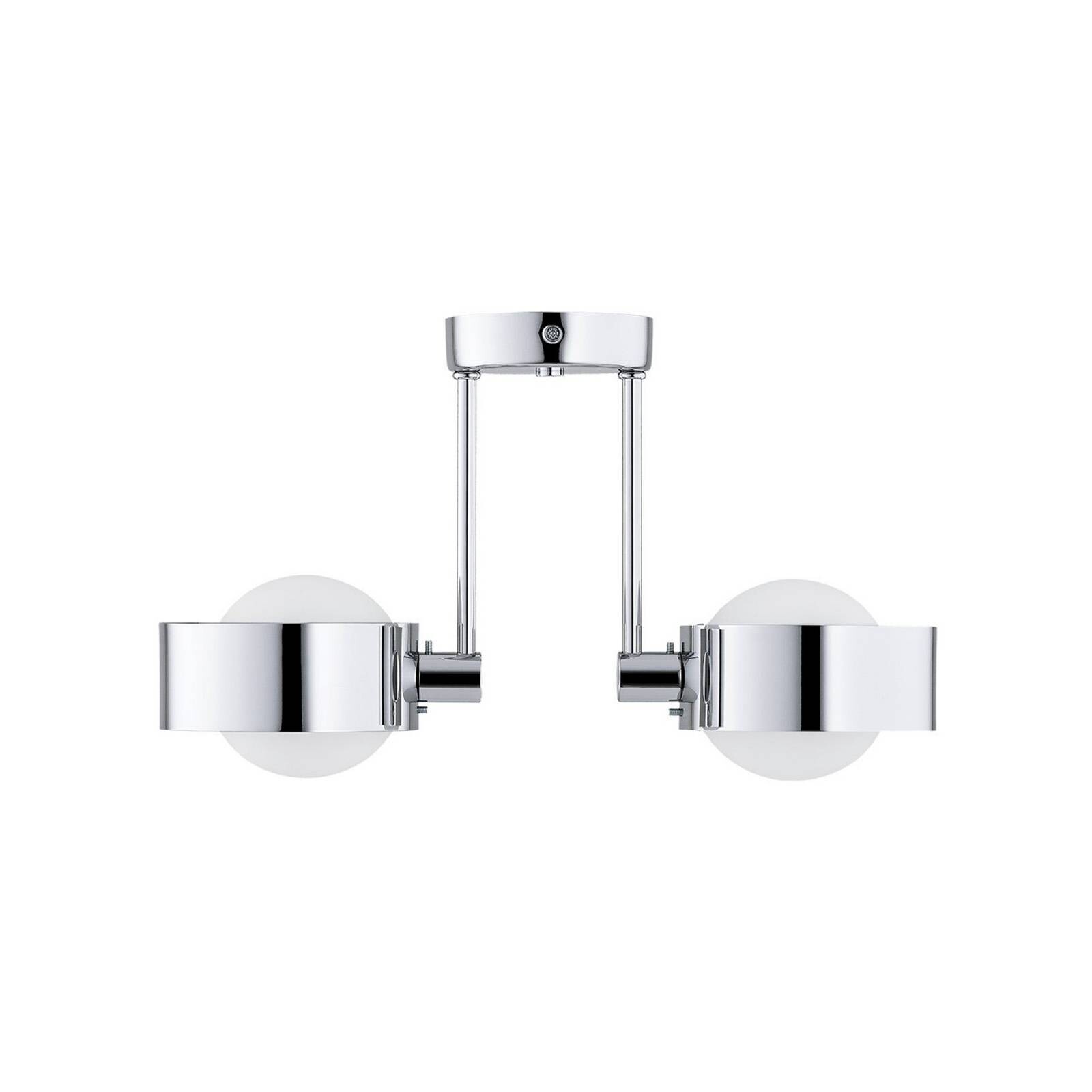 Stropné svietidlo Mado, oceľ chrómová, sklo opálové, 2-pl