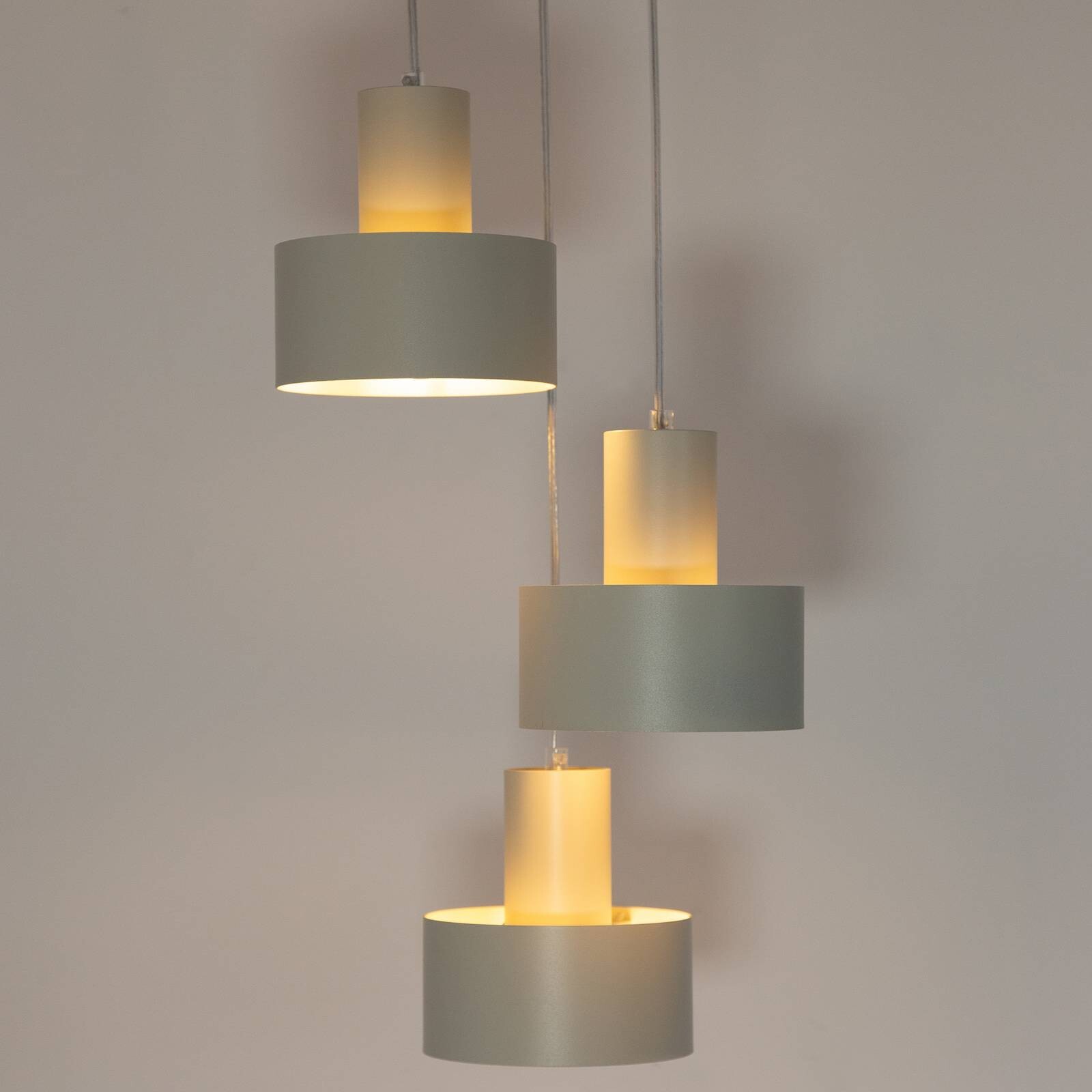 Závesné svietidlo Rif 3, taupe, okrúhle, 3-pl., Ø 33 cm, oceľ