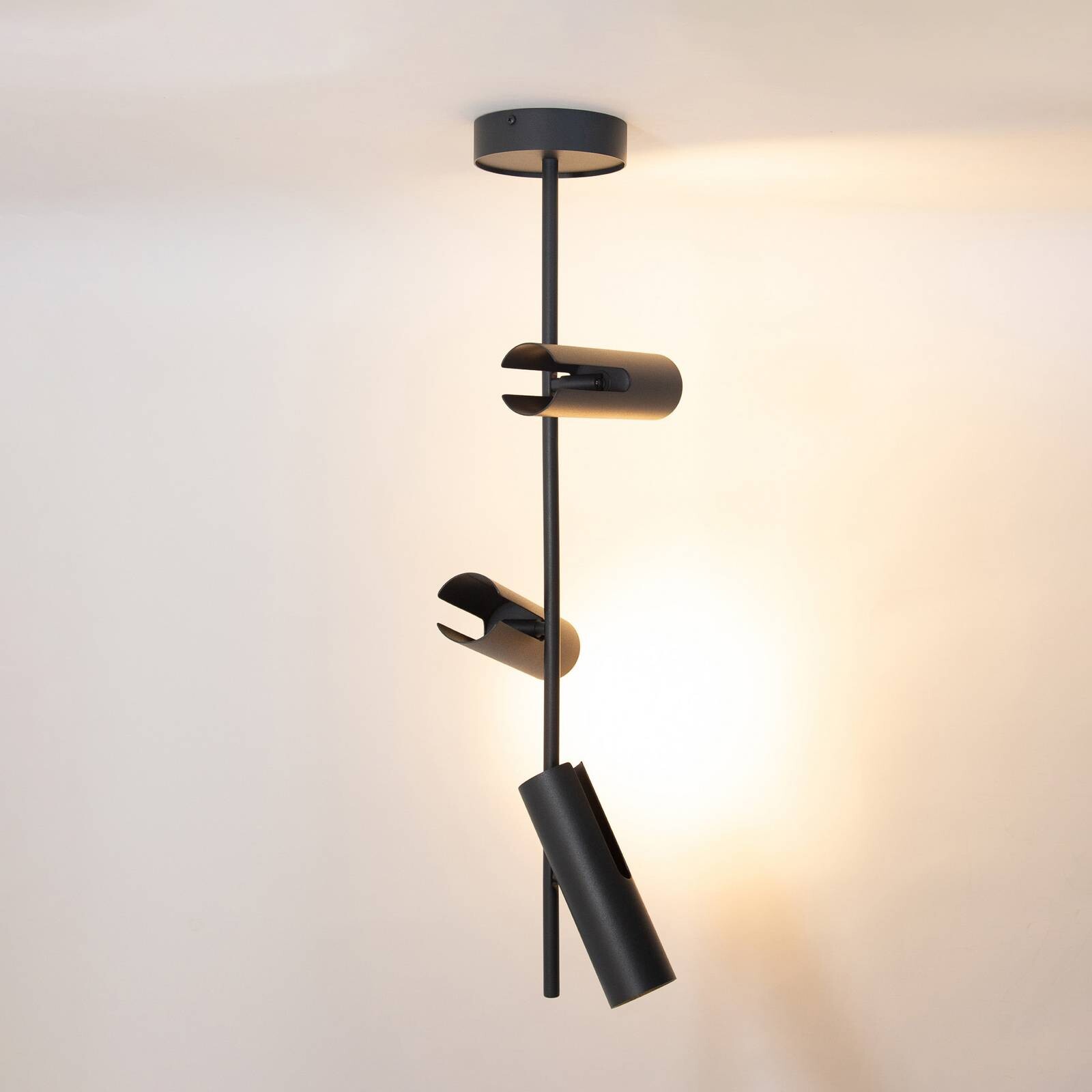 Stropné bodové svetlá Leda 3, antracit, 3-pl., oceľ, výška 76 cm