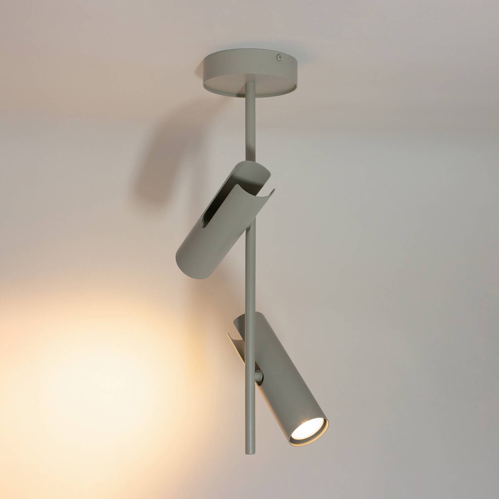 Stropné bodové svetlá Leda 2, taupe, 2-pl., oceľ, GU10, výška 55 cm