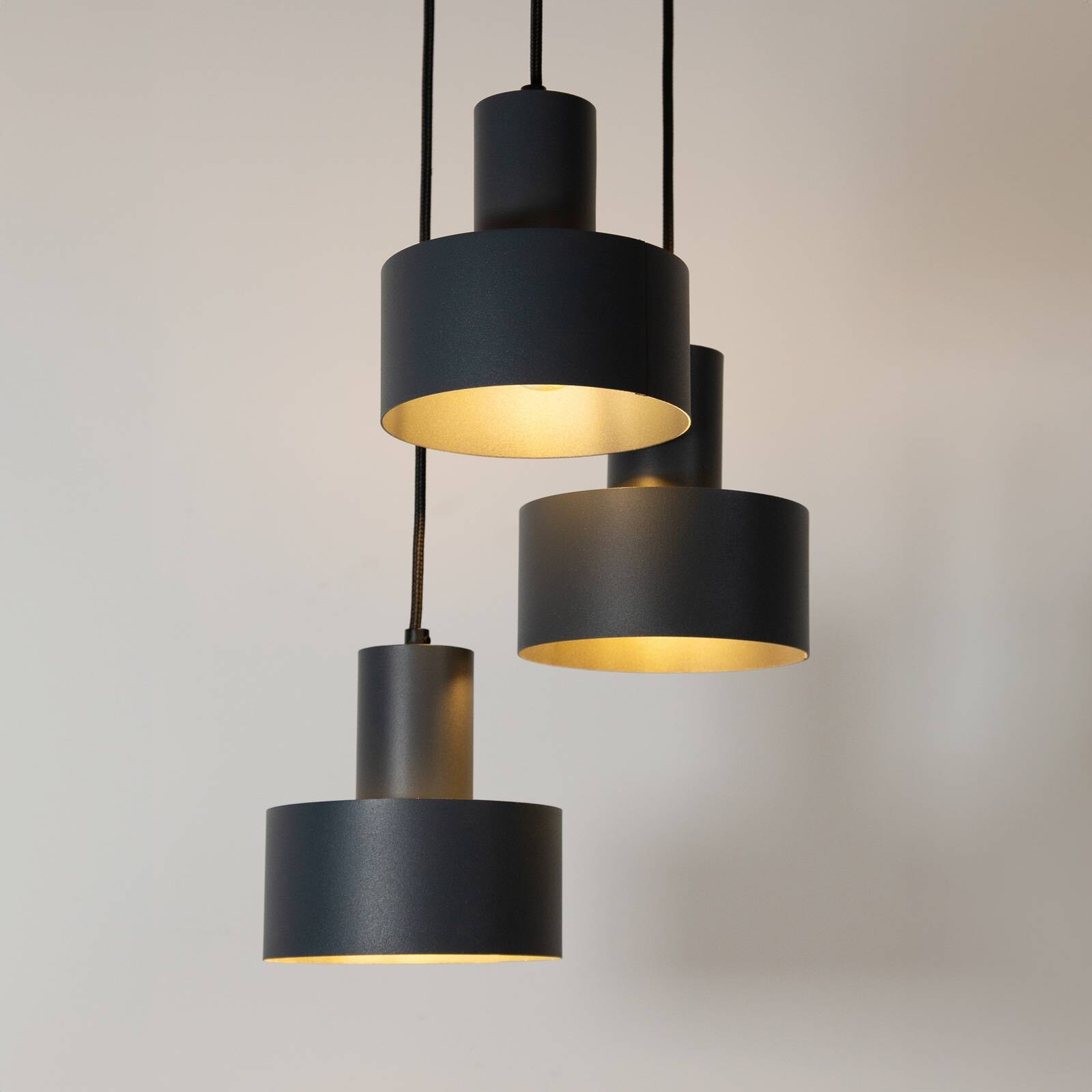 Závesné svietidlo Rif 3, antracitová, okrúhla, 3-pl., Ø 33 cm