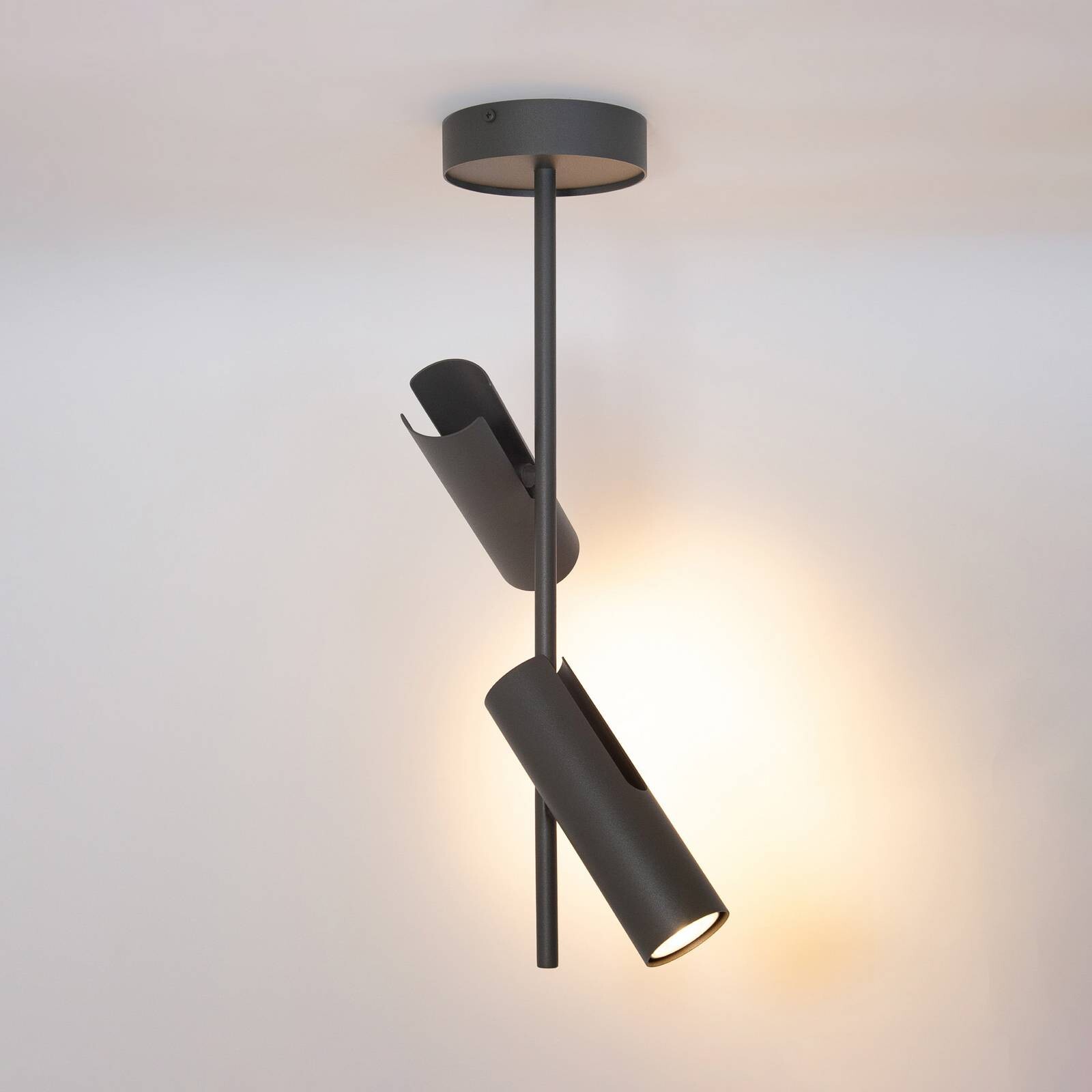 Stropné bodové svetlá Leda 2, olivovo zelené, 2-pl., oceľ, výška 55 cm