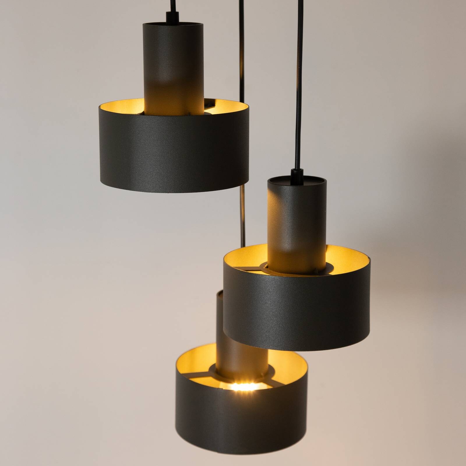 Závesné svietidlo Rif 3, olivovo zelené, okrúhle, 3-pl., Ø 33 cm