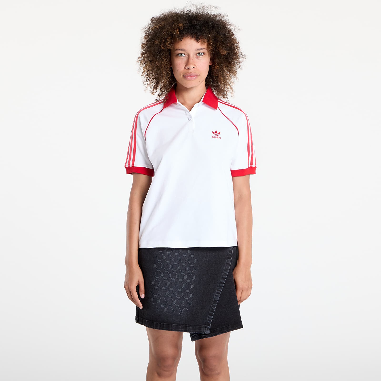 Tričko adidas SST Adicolor Short Sleeve Polo White/ Better Scarlet XS