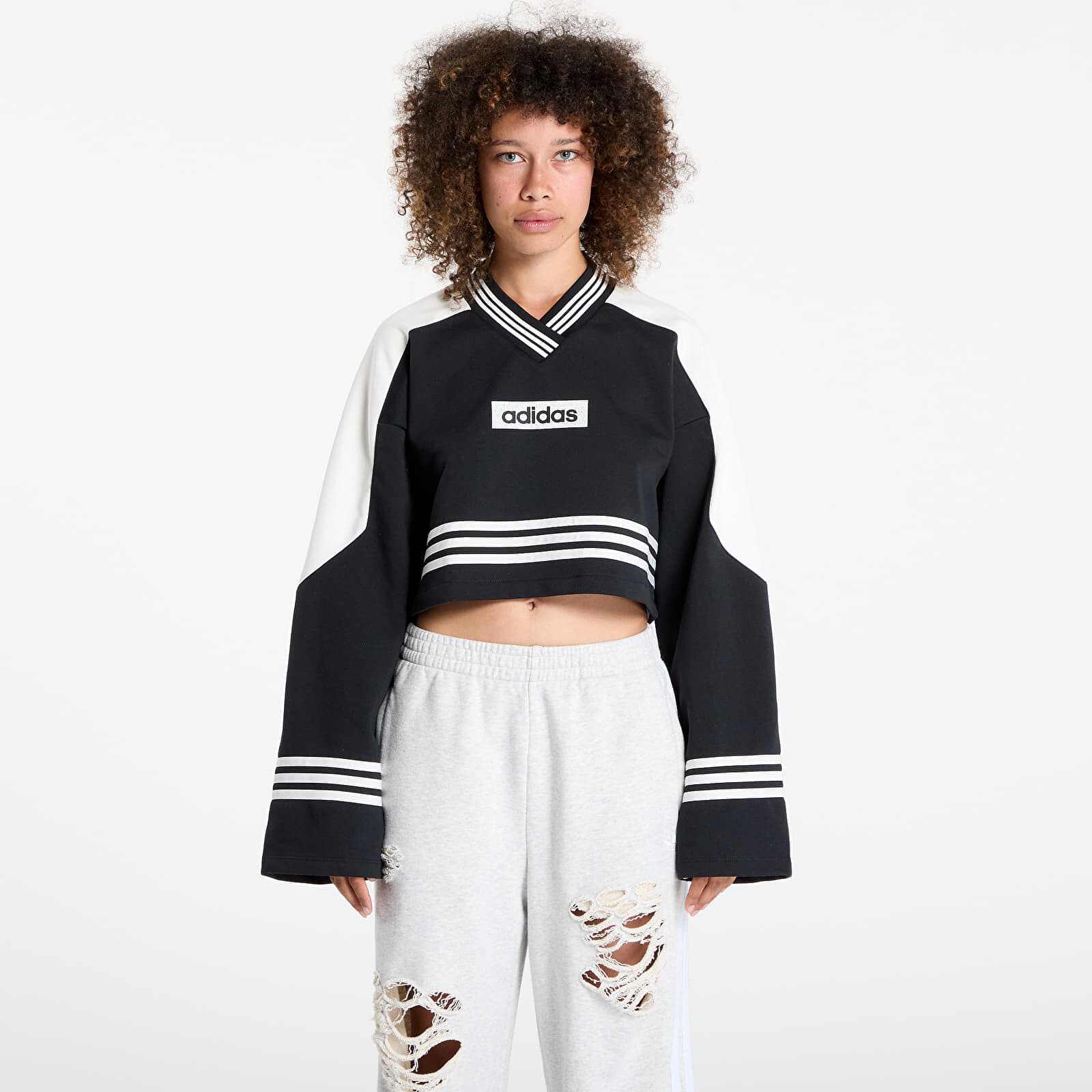 Mikina adidas Blocking Crewneck Sweatshirt Black/ Off White XS
