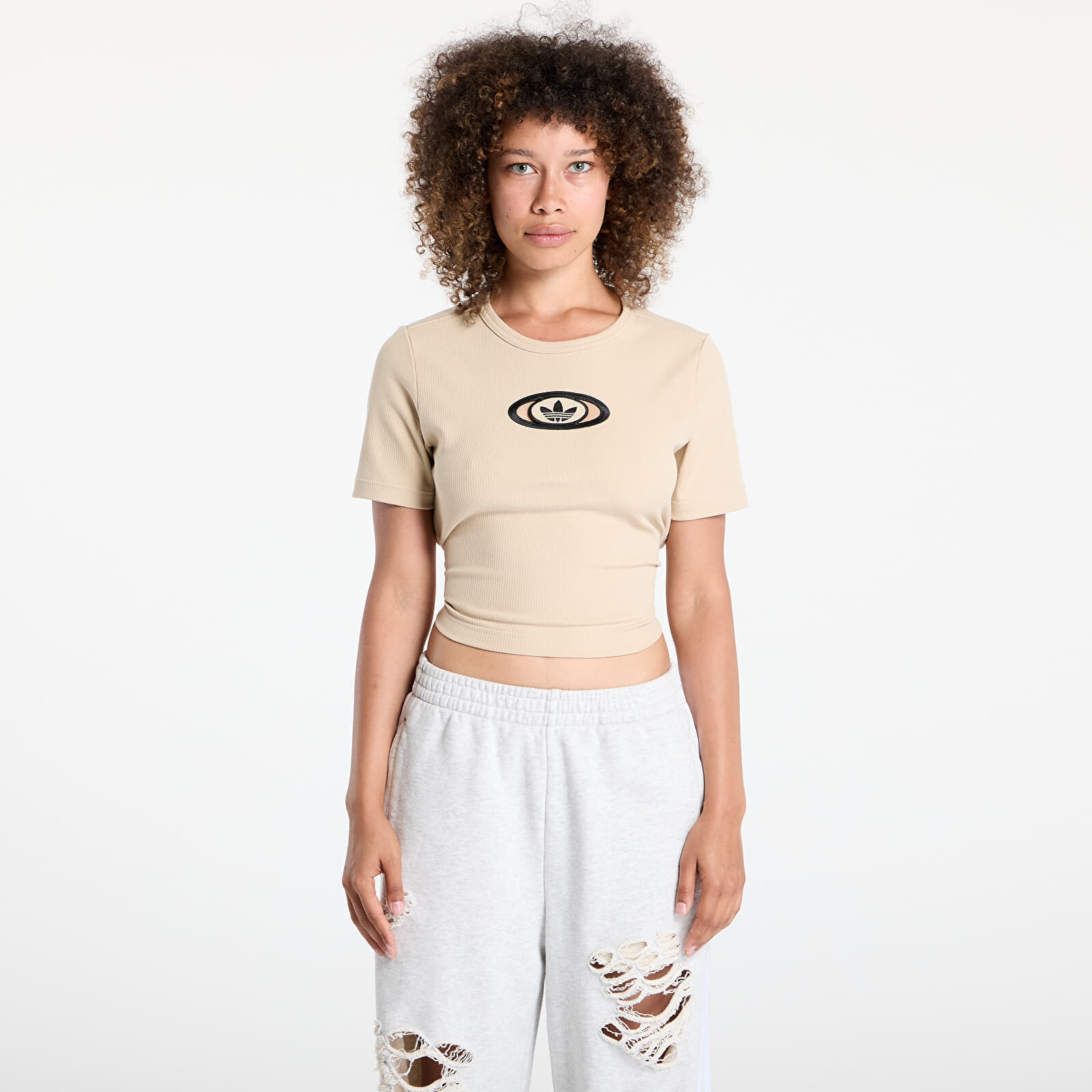 Tričko adidas Originals Campus 2000 Back Cut Out Rib T-Shirt Stone Khaki XS
