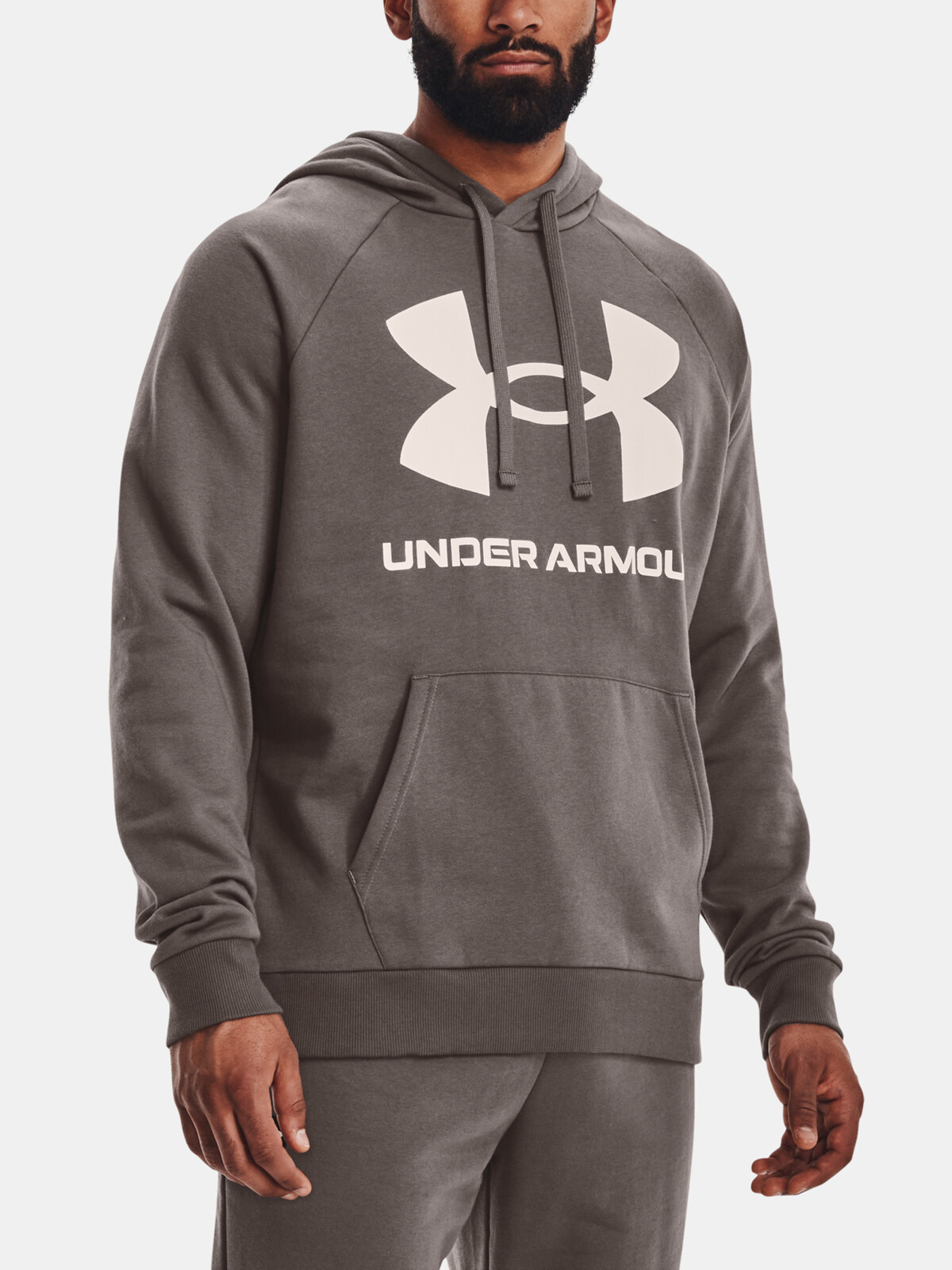 Tmavohnedá pánska mikina Under Armour UA Rival Fleece Big Logo HD