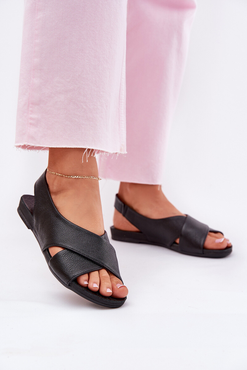 Dámske kožené sandále čierne Zazoo 40407