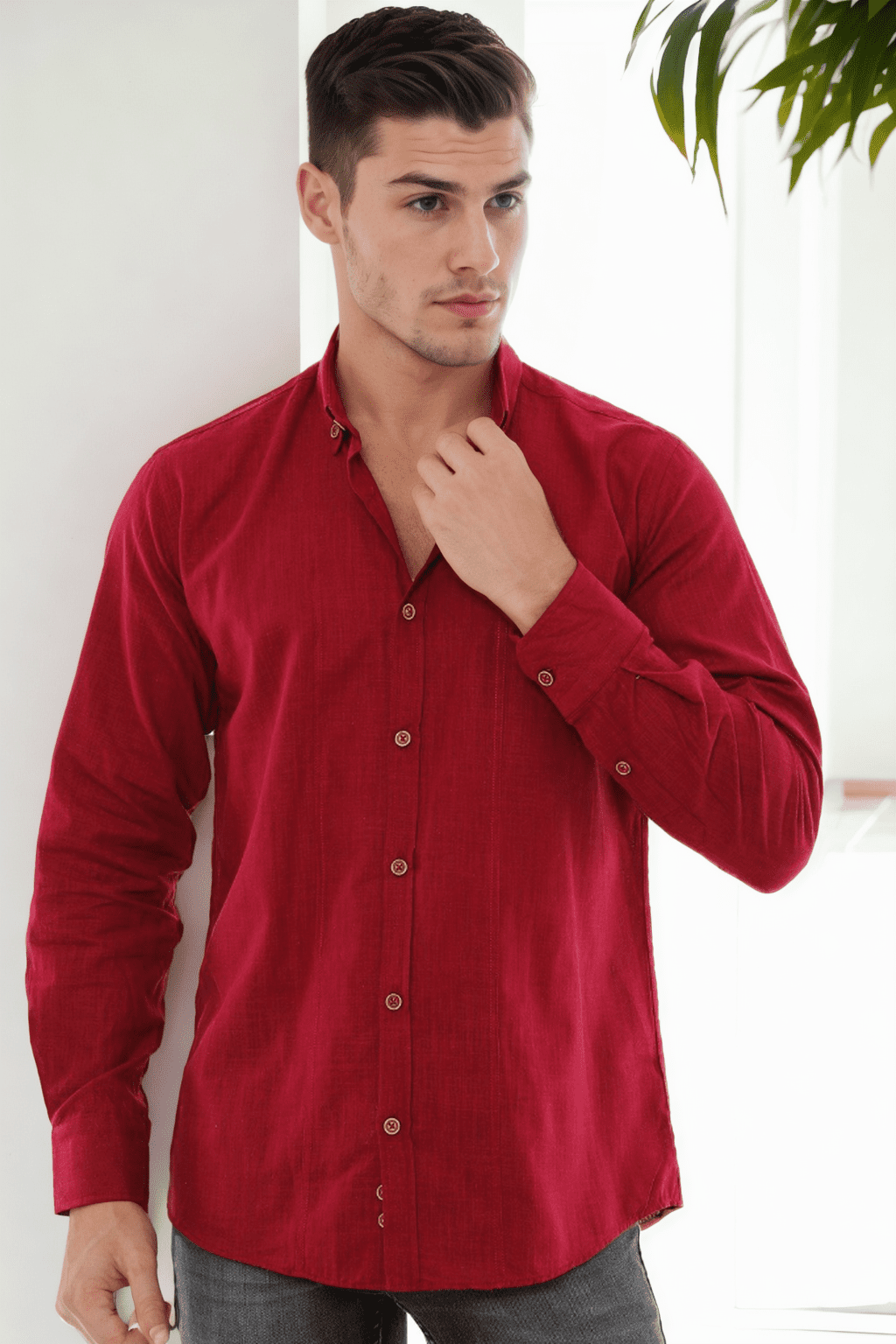 G921 DEWBERRY MEN'S SHIRT-BURGUNDY