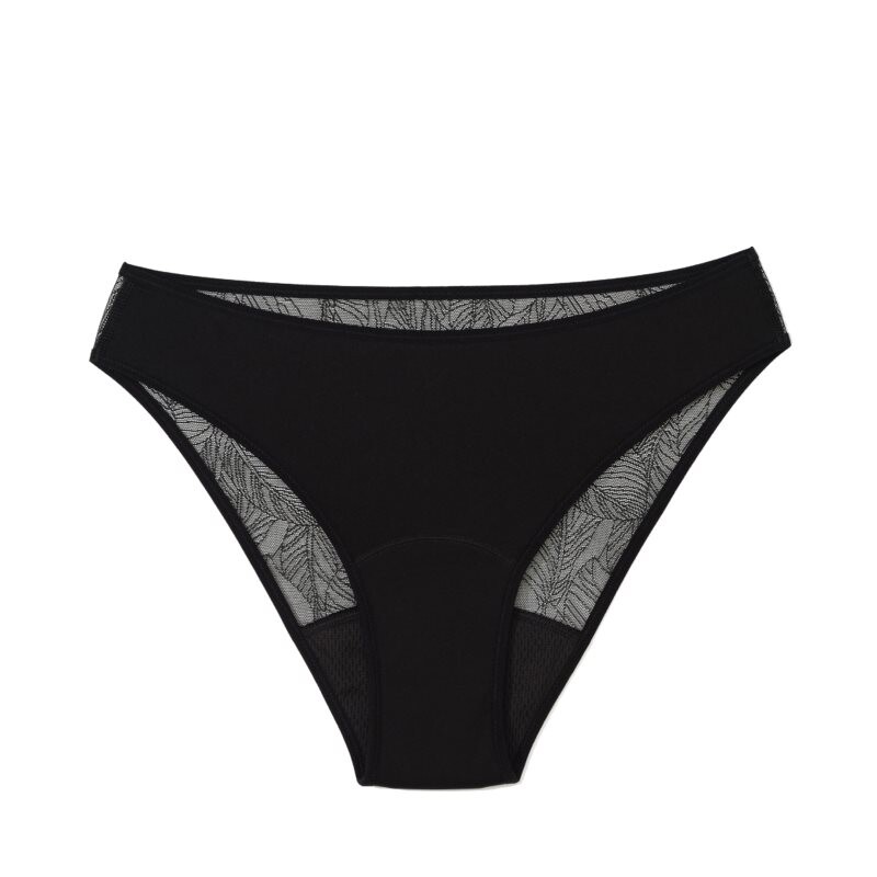 Snuggs Lace Brief Recycled Nylon Black látkové menštruačné nohavičky veľkosť S 1 ks
