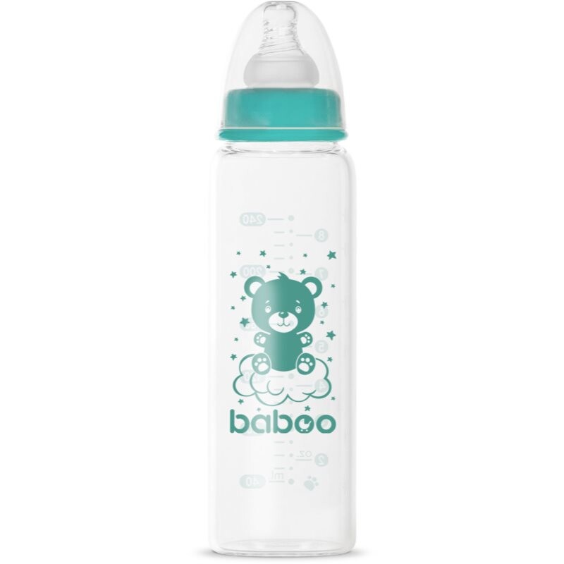 Baboo Anti-colic Glass Feeding Bottle Narrow Neck sklenená dojčenská fľaša 3m+ 240 ml