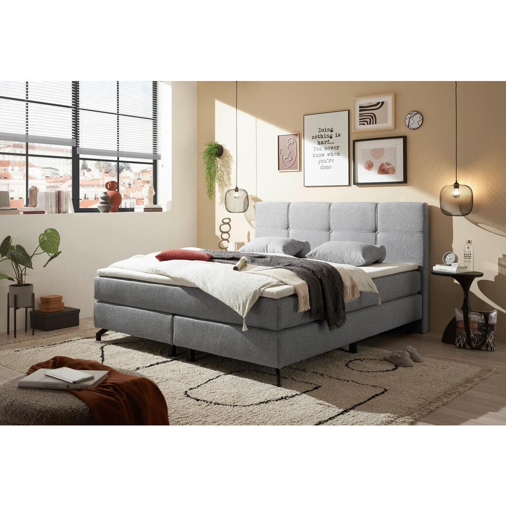 MID.YOU BOXSPRINGOVÁ POSTEĽ, 180/200 cm, sivá