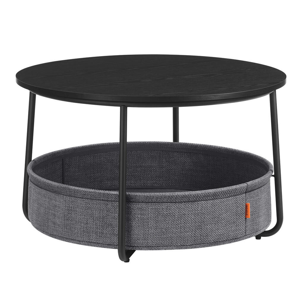 MID.YOU KONFERENČNÝ STOLÍK, sivá, čierna, kov, textil, kompozitné drevo, 75/45/75 cm