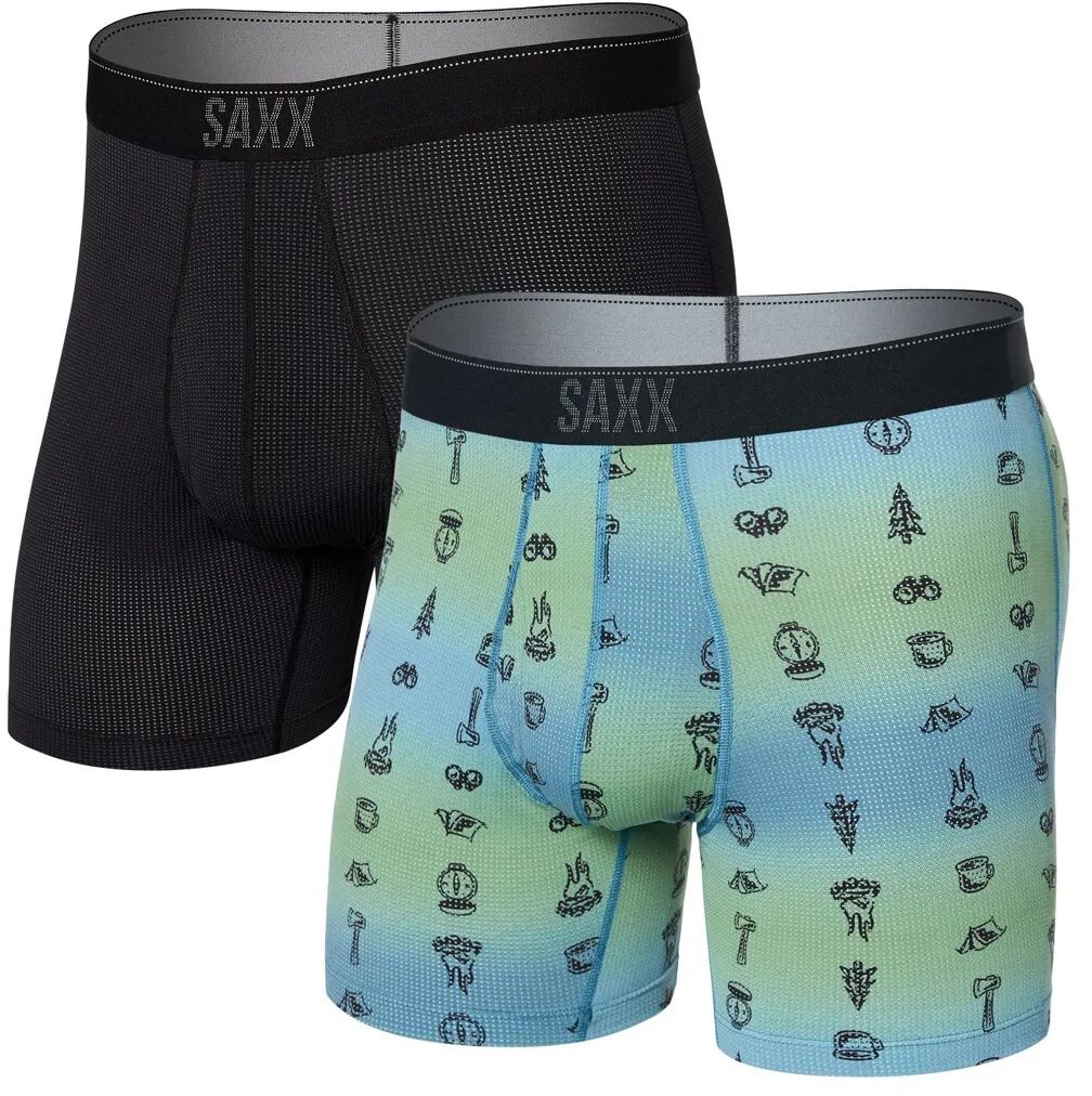 Saxx QUEST QUICK DRY MESH BOXER BRIEF FLY 2PK ombre/black Veľkosť: M
