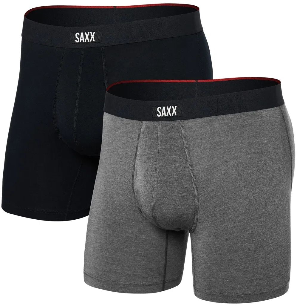 Saxx VIBE XTRA BOXER BRIEF FLY 2PK black/dark grey heather Veľkosť: L