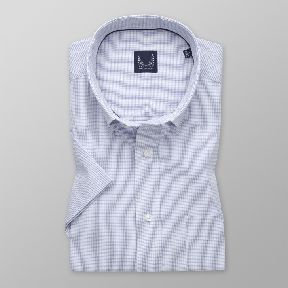Pánska košeľa klasická s modrým károvaným vzorom 12919