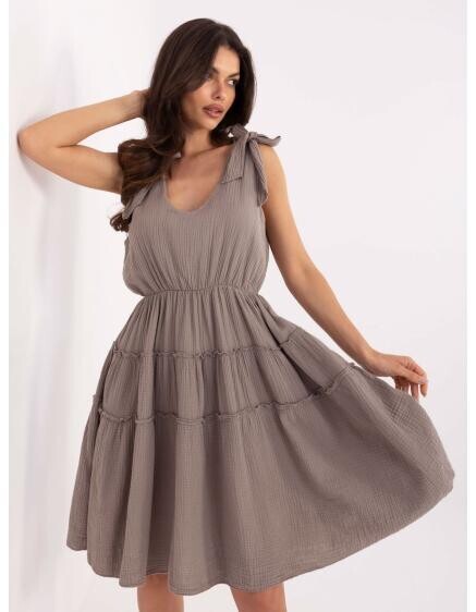 Mušelínové letní šaty tmavě béžové