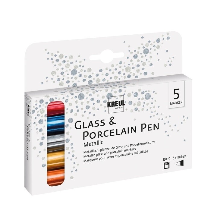Sada metalických popisovačov na porcelán 160°C  - 5 dielna