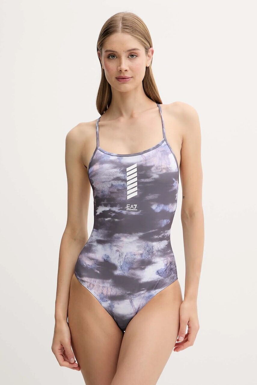 Jednodielne plavky EA7 Emporio Armani čierna farba, mäkké košíky, AF12209.7W000285