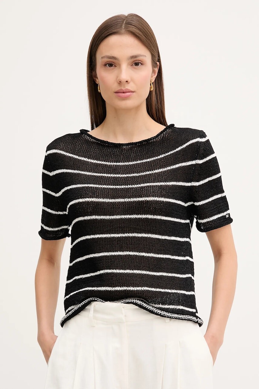 Tričko Tommy Hilfiger dámske, čierna farba, WW0WW46522