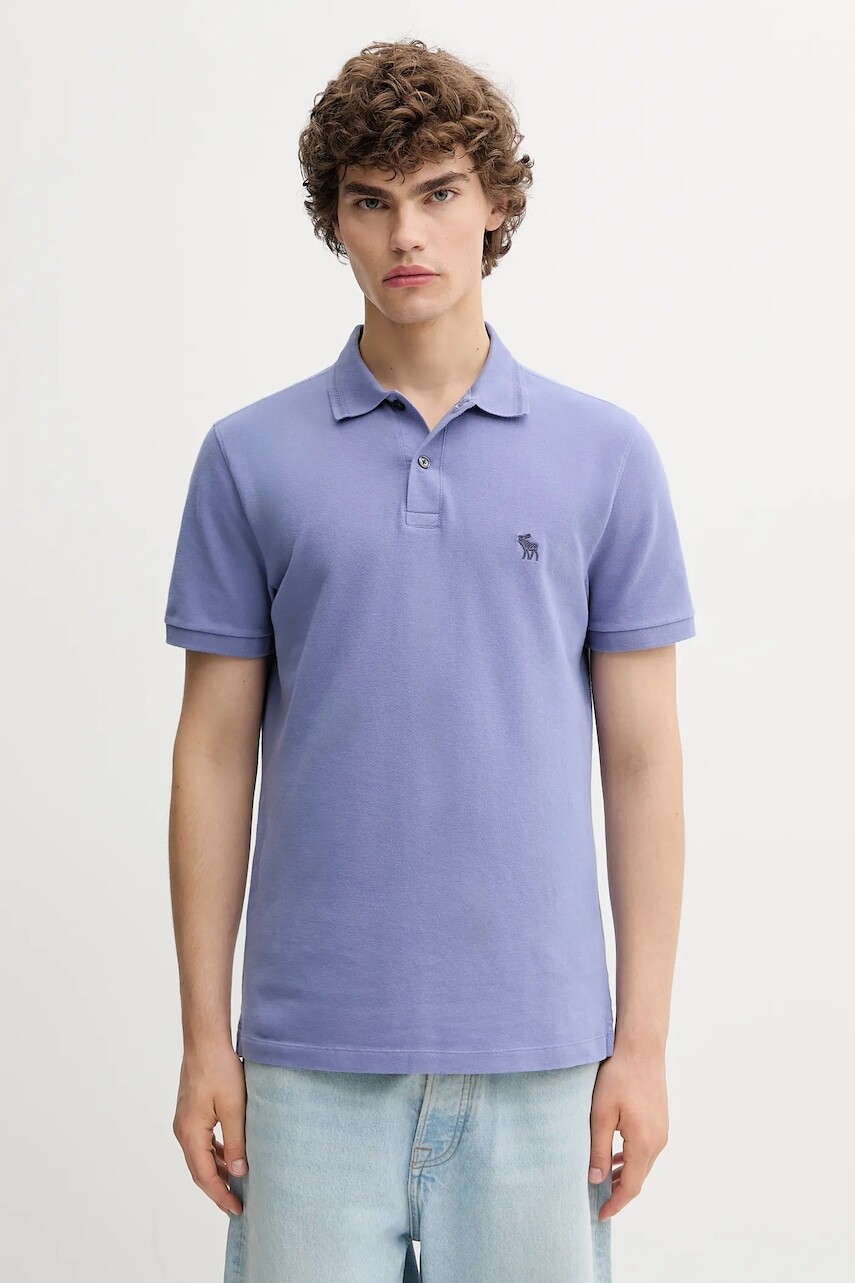 Polo tričko Abercrombie & Fitch pánske, fialová farba, jednofarebné, KI124-5230
