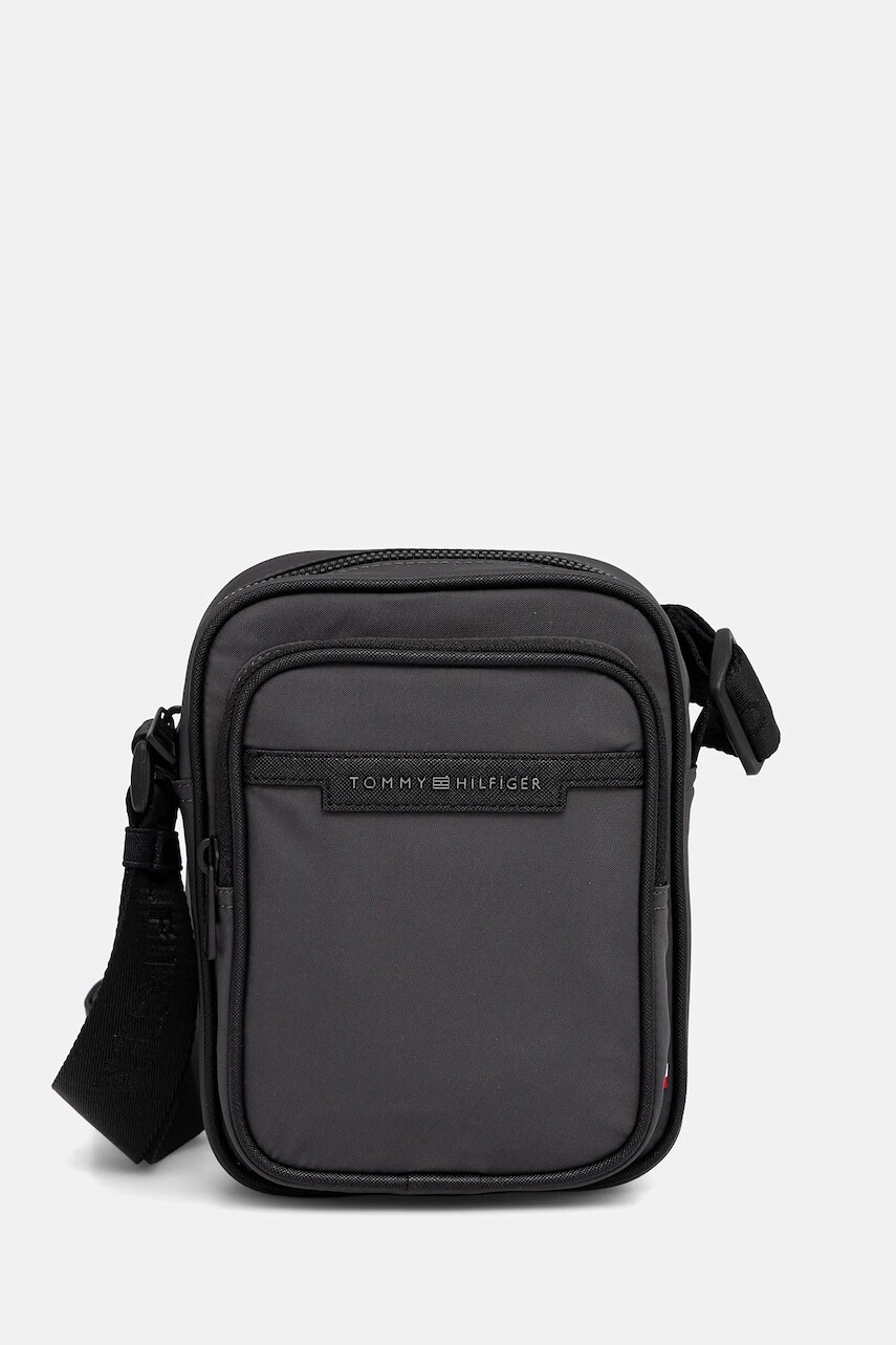 Malá taška Tommy Hilfiger šedá farba, AM0AM13465