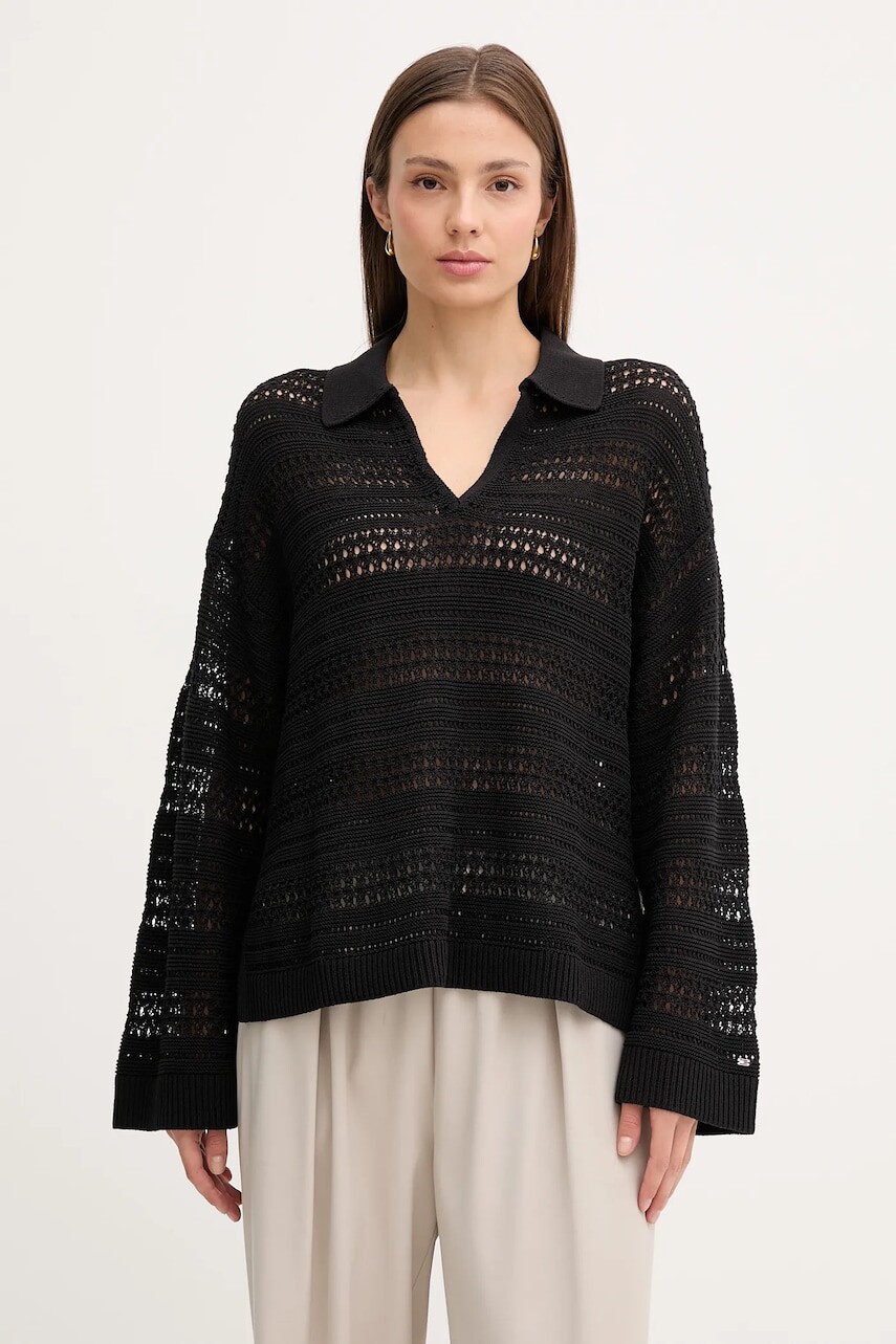 Sveter Tommy Hilfiger čierna farba, ľahké, WW0WW46524