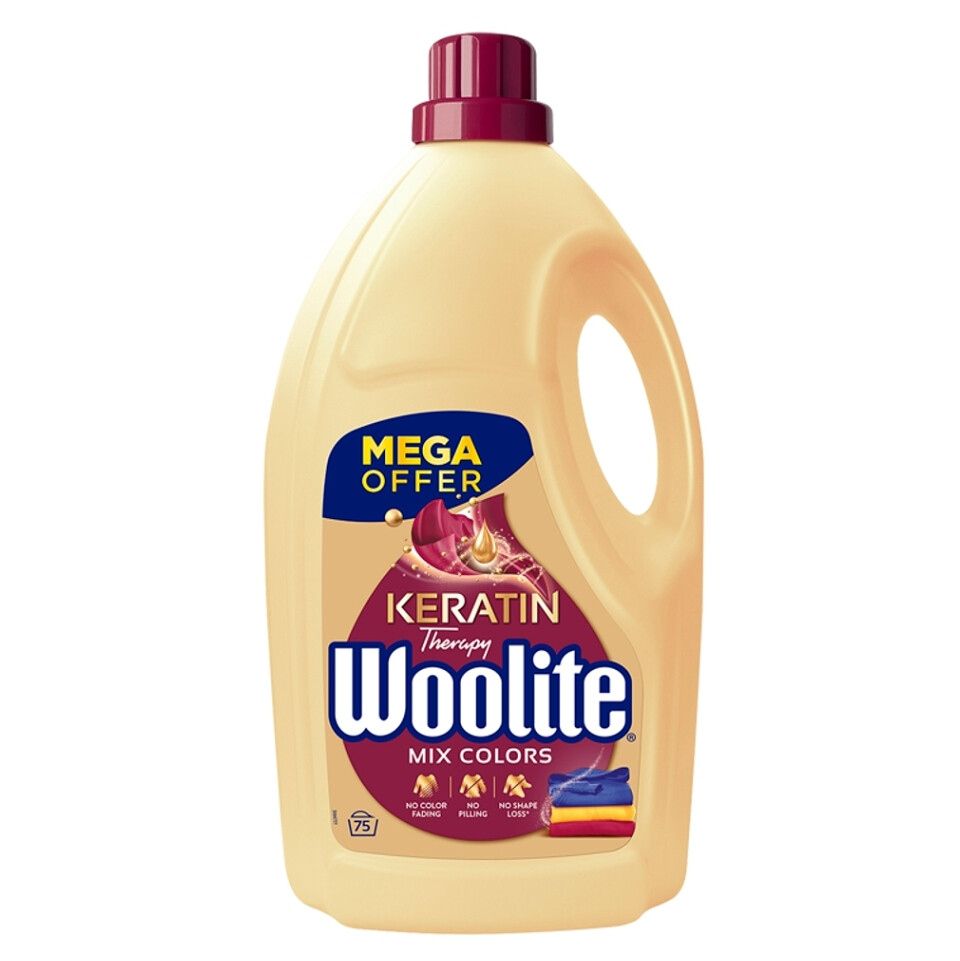 WOOLITE Keratín Therapy Color Tekutý prací prípravok 75 praní 4,5 l, poškodený obal