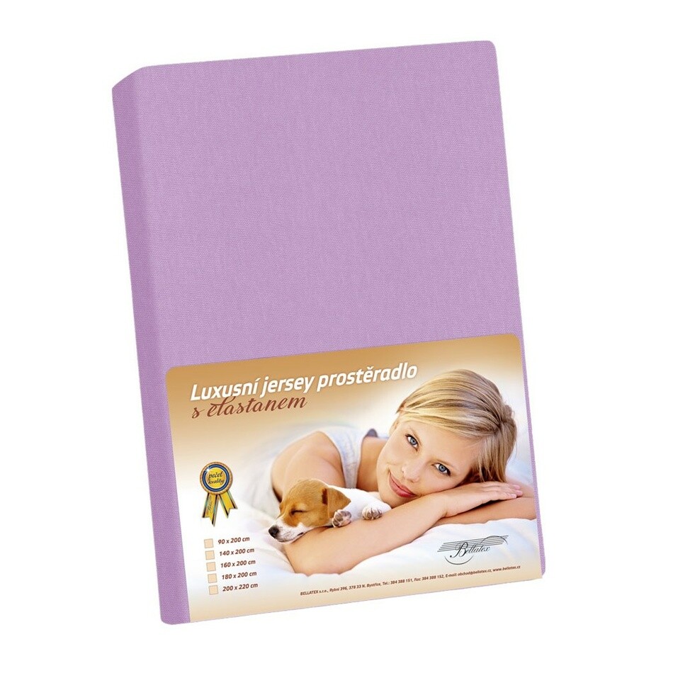 Bellatex Jersey prestieradlo s elastanom fialová, 90 x 200 cm