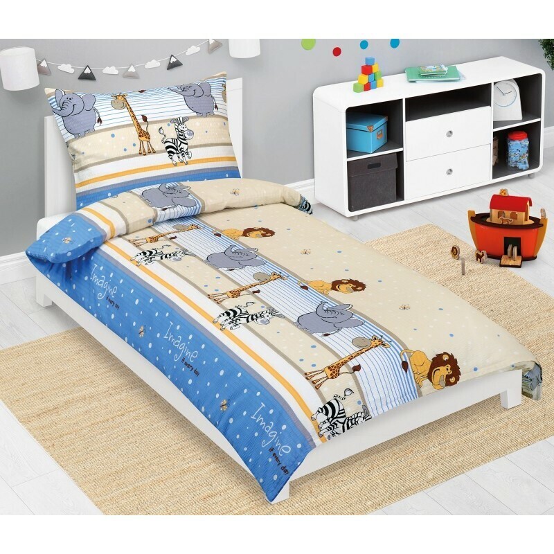 Bellatex Detská krepová posteľná bielizeň Safarimodrá, 140 x 200, 70 x 90 cm