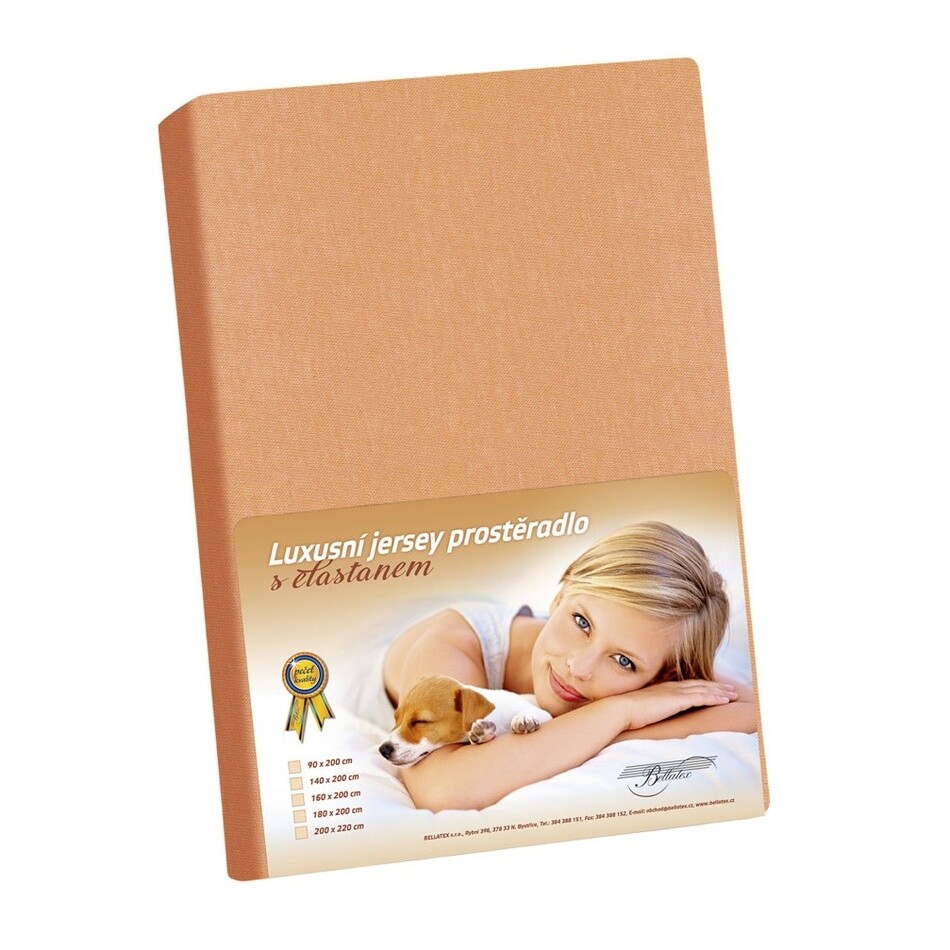 Bellatex Jersey prestieradlo s elastanom lososová, 200 x 220 cm