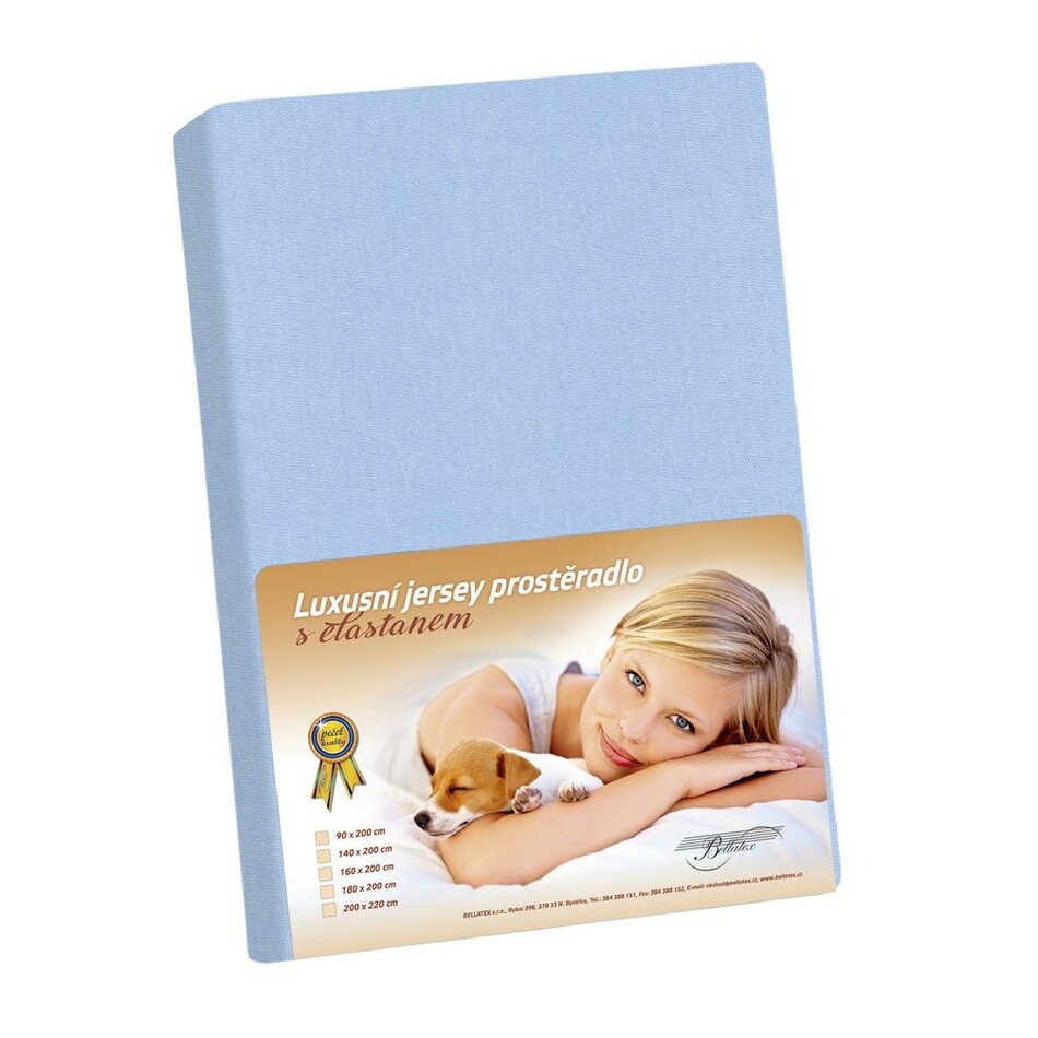 Bellatex Jersey prestieradlo s elastanom modrá, 140 x 200 cm