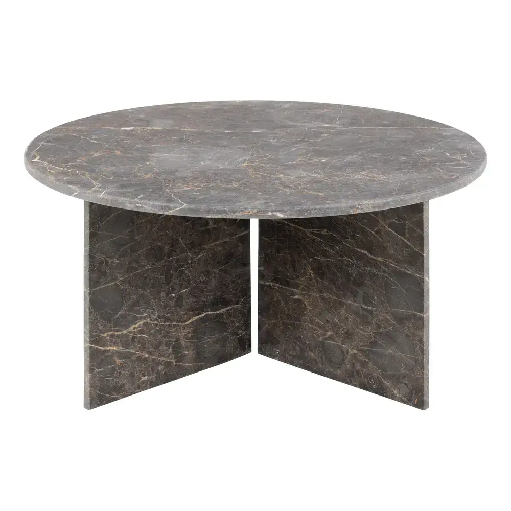 Konferenční kulatý stolek Vega 90 cm hnědý mramor