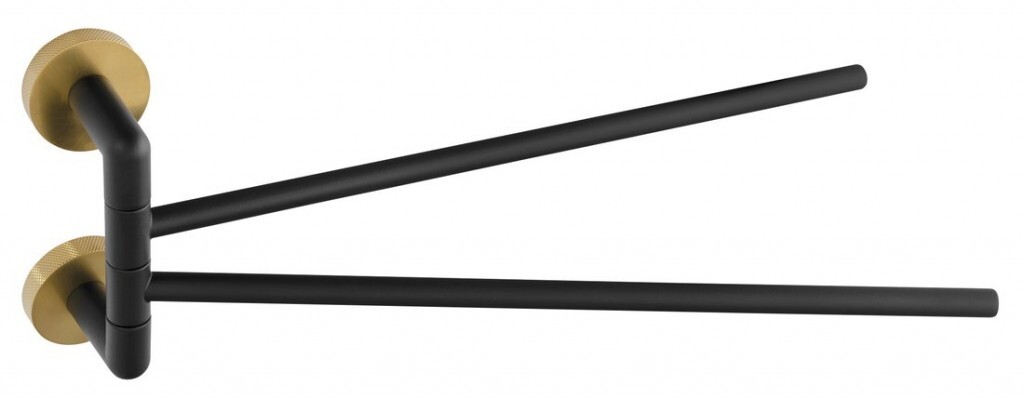 SAPHO - LARISSA dvojitý držiak uterákov otočný 350, čierná/zlato mat WS021BG