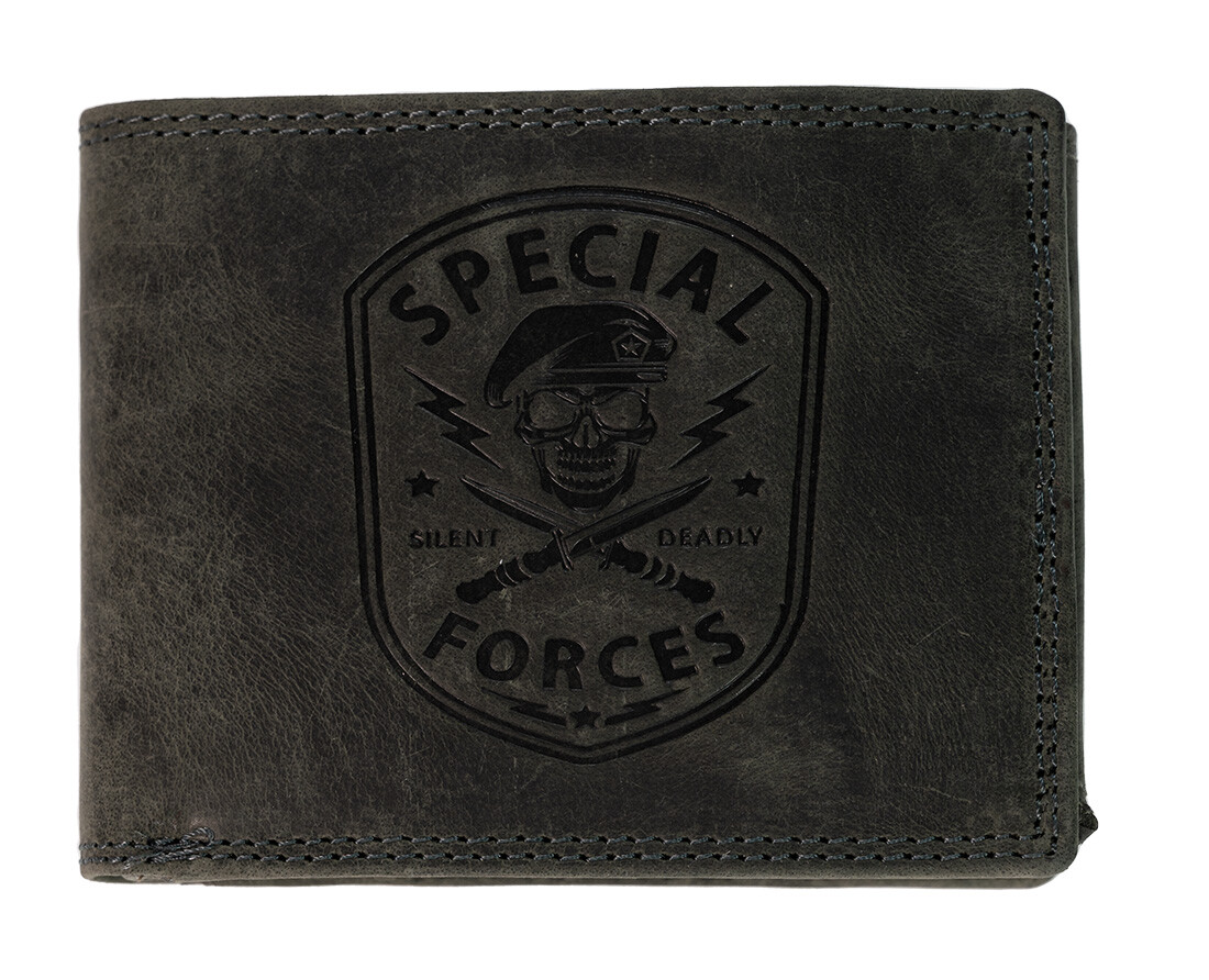 HL Luxusná pánska kožená peňaženka Special Forces - čierna