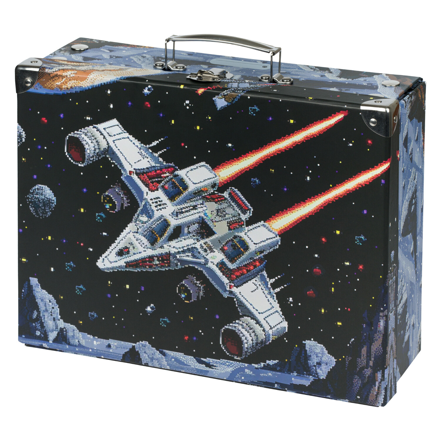 Skladací školský kufrík s kovaním BAAGL Pixel Space