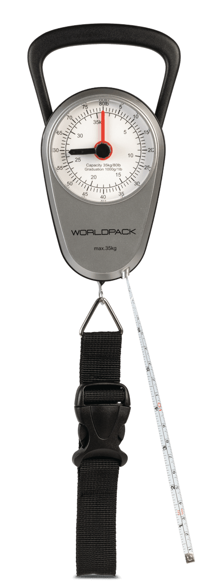 Závesná manuálna váha a meter na batožinu Worldpack - strieborno-čierna