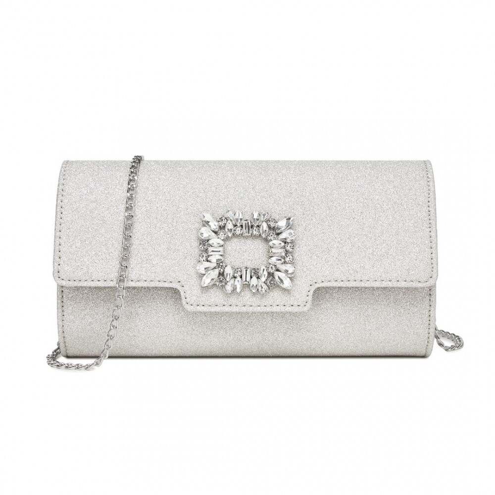 Trblietavá večerná kabelka Miss Lulu - strieborná