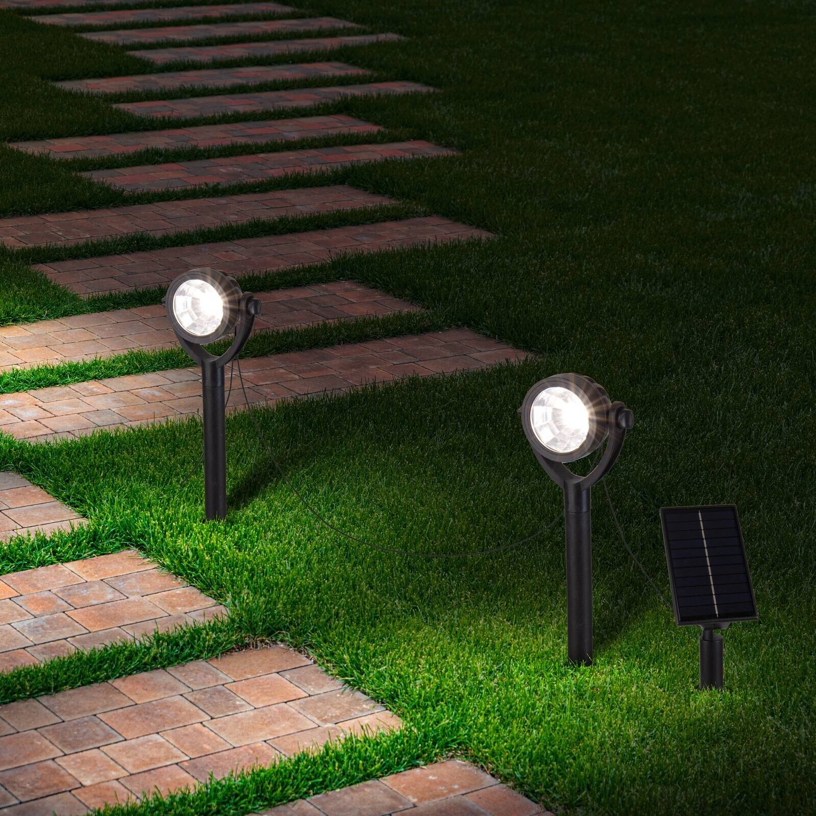 LED solárny zemný svietidlo NOMI, čierne, sada 6 ks, IP44