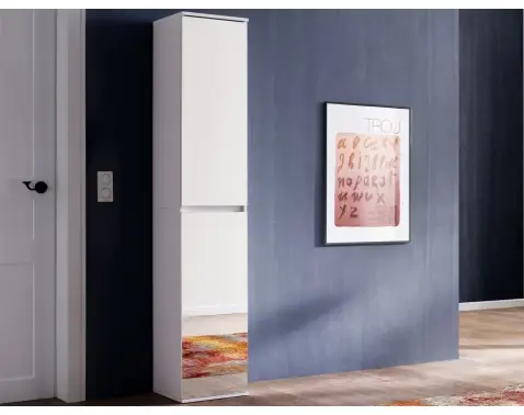 Zrkadlová viacúčelová skriňa s policami Mirror, 37 cm, biela%